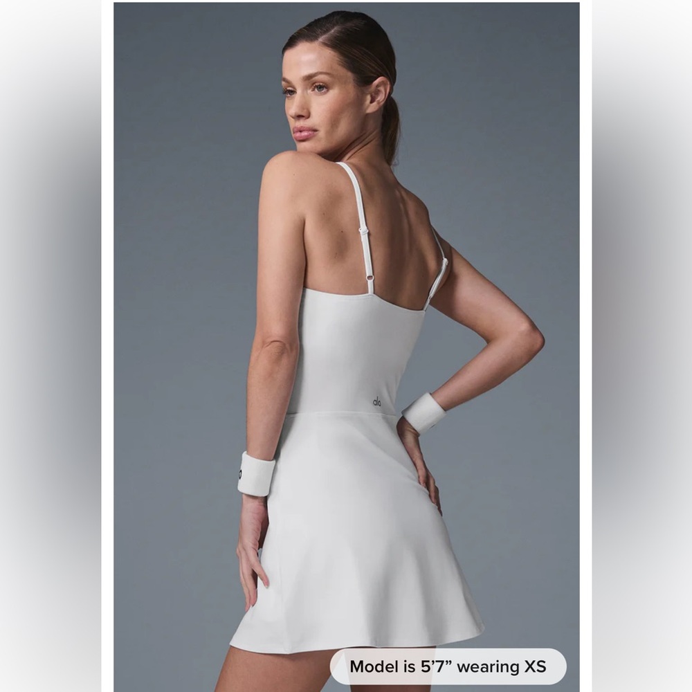 Alo Yoga Alosoft Courtside Tennis Dress White XS - Picture 2 of 9